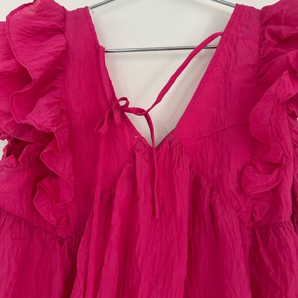 Entro Fuchsia Ruffle Sleeve Blouse - Picture 4 of 8